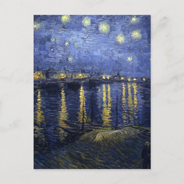 Cartão Postal estrela starry-night-1888- de Van Gogh (Frente)
