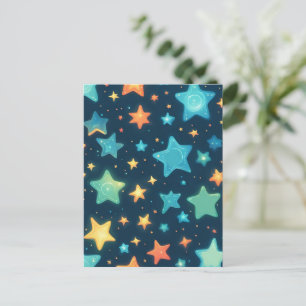 Cartão Postal Estrelas brilhantes em azul