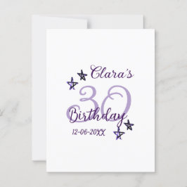 Cartão Postal Estrelas brilhantes roxas 30º aniversário moderno 