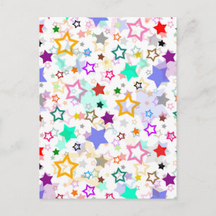 Cartão Postal Estrelas Coloridas Brancas 