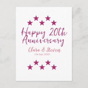Cartão Postal estrelas cor-de-rosa feliz aniversário de 20 anos 