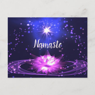 Cartão Postal Estrelas de Lotus de Cristal Roxo Namaste