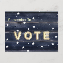 Cartão Postal Estrelas de Madeira Azul Rústica Vote