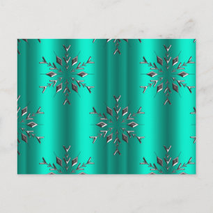 Cartão Postal Estrelas de Natal Teal e Silver