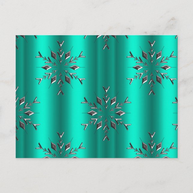 Cartão Postal Estrelas de Natal Teal e Silver (Frente)