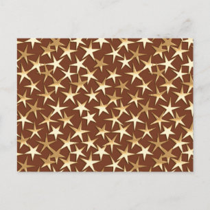 Cartão Postal Estrelas douradas em marrom chocolate