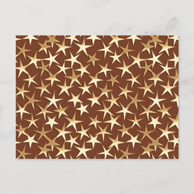 Cartão Postal Estrelas douradas em marrom chocolate (Frente)