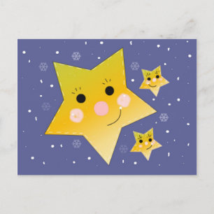 Cartão Postal Estrelas Douradas em um Fundo de Céu Azul
