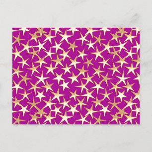 Cartão Postal Estrelas Douradas no roxo ametista