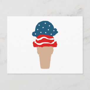 Cartão Postal Estrelas e Stripes Sorvete Cone