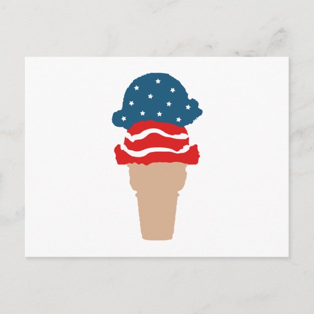 Cartão Postal Estrelas e Stripes Sorvete Cone (Frente)