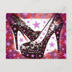 Cartão Postal Estrelas Glamourous Pink Roxo de Altos Cores