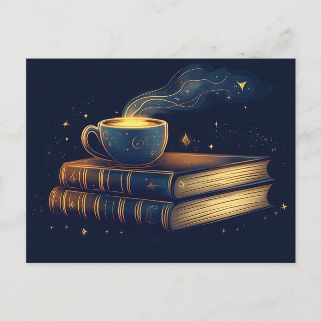 Cartão Postal Estrelas Mágicas e Café com Livros (Frente)