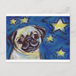Cartão Postal Estrelas Noturnas de Pug Bonito