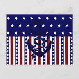 Cartão Postal Estrelas Patrióticas Stripes Anchor Padrão de Mari