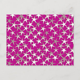 Cartão Postal Estrelas prateadas em ametista roxo