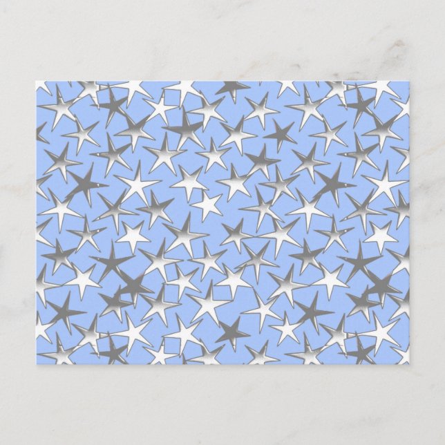 Cartão Postal Estrelas prateadas, em azul pálido (Frente)