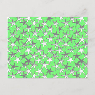 Cartão Postal Estrelas prateadas, no verde limão