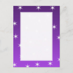 Cartão Postal Estrelas Roxas e Brancas, Padrão.
