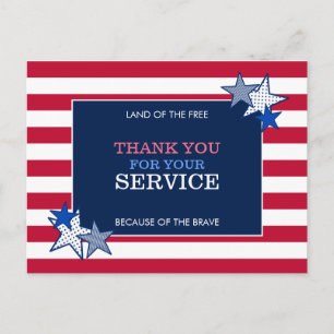 Cartão Postal Estrelas Stripes Serviço Veterano Patriótico Obrig