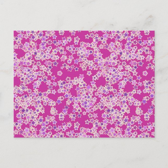 Cartão Postal Estrelas, tons de lilás contra magenta (Frente)