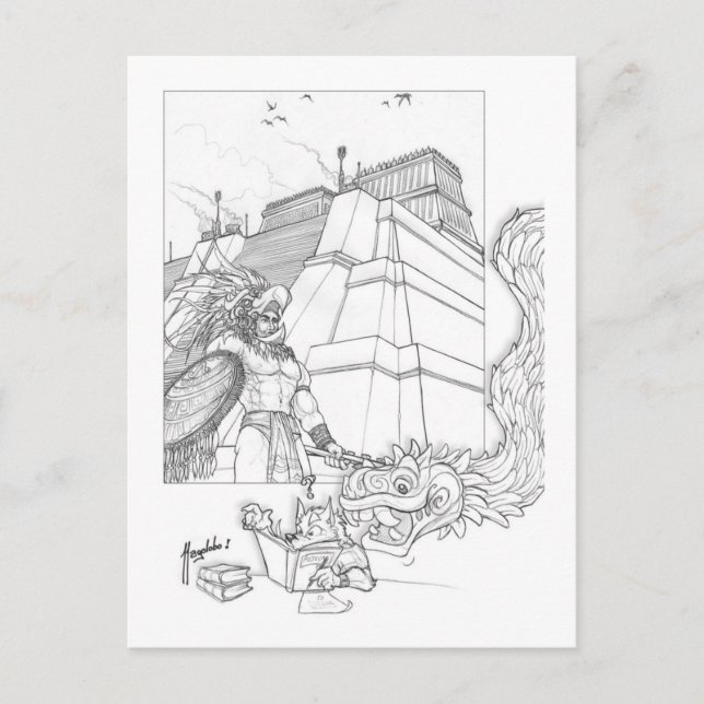 Cartão Postal Estudando os Astecas (Frente)