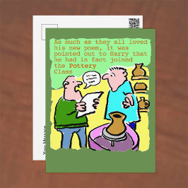 Cartão Postal Estudante maduro lê poema na classe das cervejas