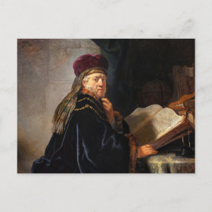 Cartão Postal Estudioso em seu estudo, 1634, por Rembrandt