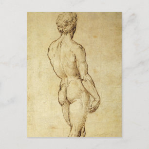 Cartão Postal Estudo da estátua David de Michelangelo por Raphae
