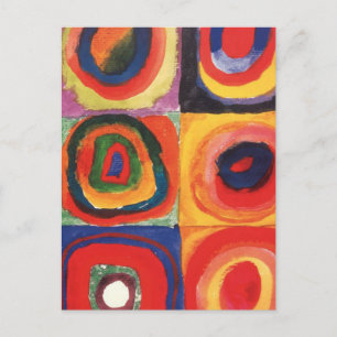 Cartão Postal Estudo de cor de Kandinsky Quadrados Círculos Arte