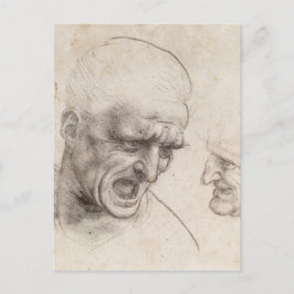 Cartão Postal Estudo de Dois Guerreiros de Leonardo da Vinci