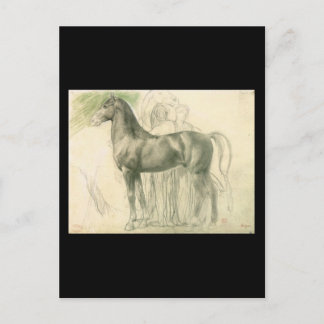 Cartão Postal Estudo de Edgar Degas sobre um cavalo com figuras