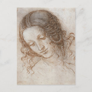 Cartão Postal Estudo de Leonardo da Vinci da Cabeça de Leda