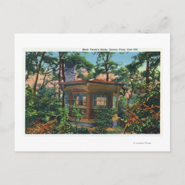 Cartão Postal Estudo de Mark Twain na Quarry Fazenda, East Hill (Frente)
