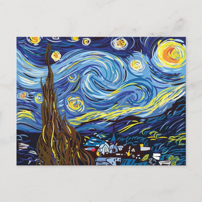 Cartão Postal Estudo do Vetor Digital Vincent van Gogh (Frente)