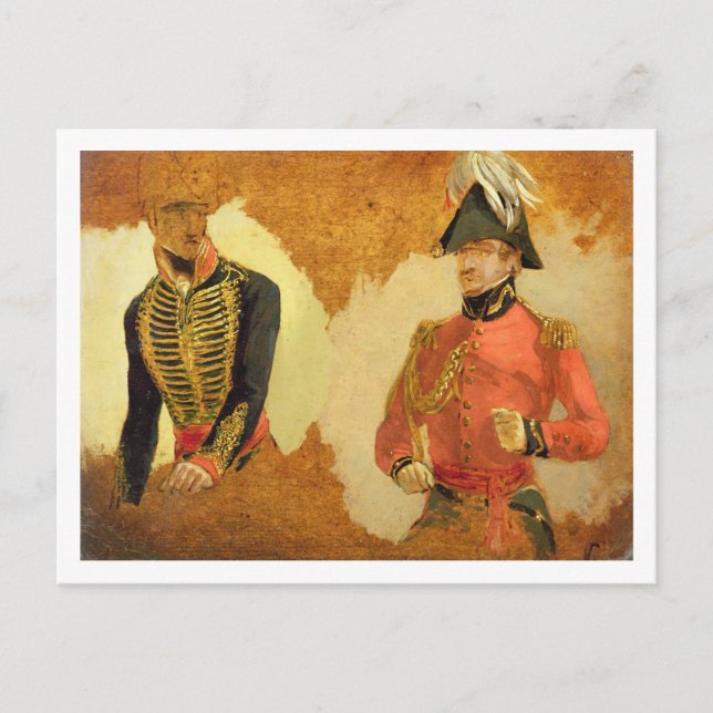 Cartão Postal Estudos do Uniforme Real de Artilharia em Cavalo e (Frente)
