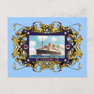 Cartão Postal Estugarda Vintage Navio de Passageiros