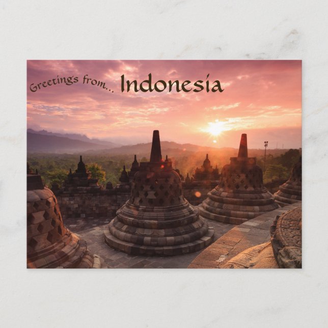 Cartão Postal Estupas em forma de sino em Borobudur Indonésia (Frente)