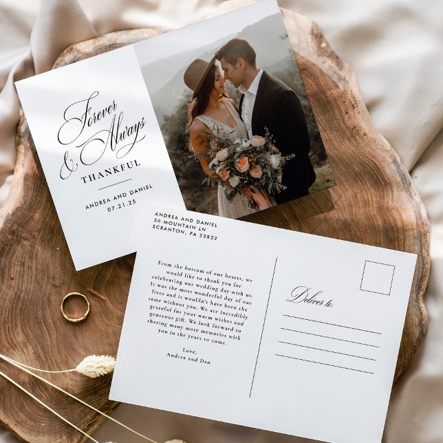 Cartão Postal Eternamente e Sempre Agradecimento de Casamento (Criador carregado)