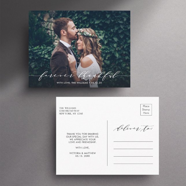 Cartão Postal eterno agradecimento | Obrigado Foto De Casamento (Front & Back)