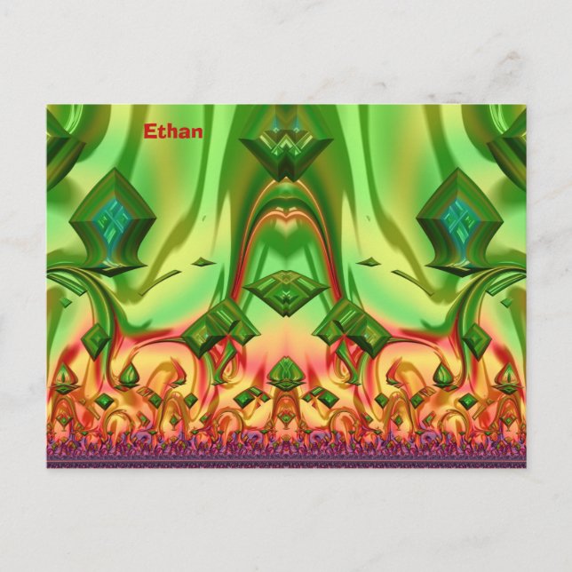 Cartão Postal ETHAN ~ Padrão de Design 3D ~ Cores de Natal~ (Frente)