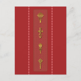 Cartão Postal Ethiopian Orthodox Crosses – Gold on Red