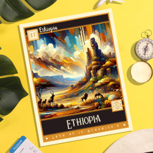 Cartão Postal Etiópia   Pintura Vintage