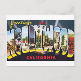 Cartão Postal Etiqueta da bagagem de viagens vintage HOLLYWOOD