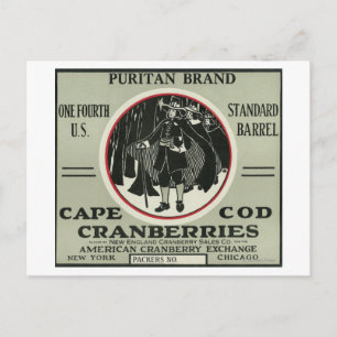 Cartão Postal Etiqueta de Amorango de Marca Puritana do Cabo Cod