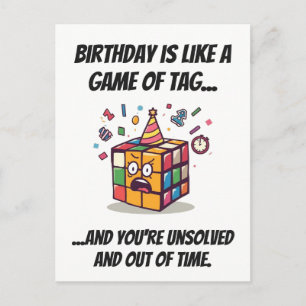 Cartão Postal Etiqueta de aniversário engraçada de Speedcube
