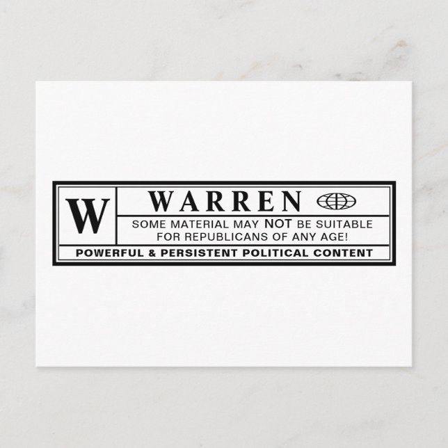 Cartão Postal Etiqueta de Aviso Warren (Frente)