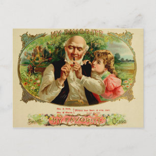 Cartão Postal Etiqueta de Caixa de Cigarro Vintage