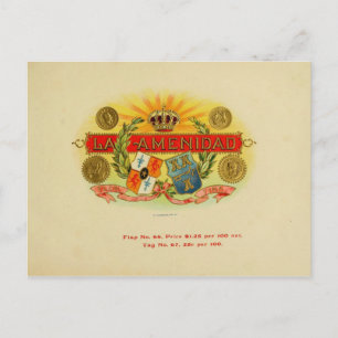 Cartão Postal Etiqueta de Caixa de Cigarro Vintage