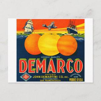 Cartão Postal Etiqueta de Taxa de Fruta de Vintage